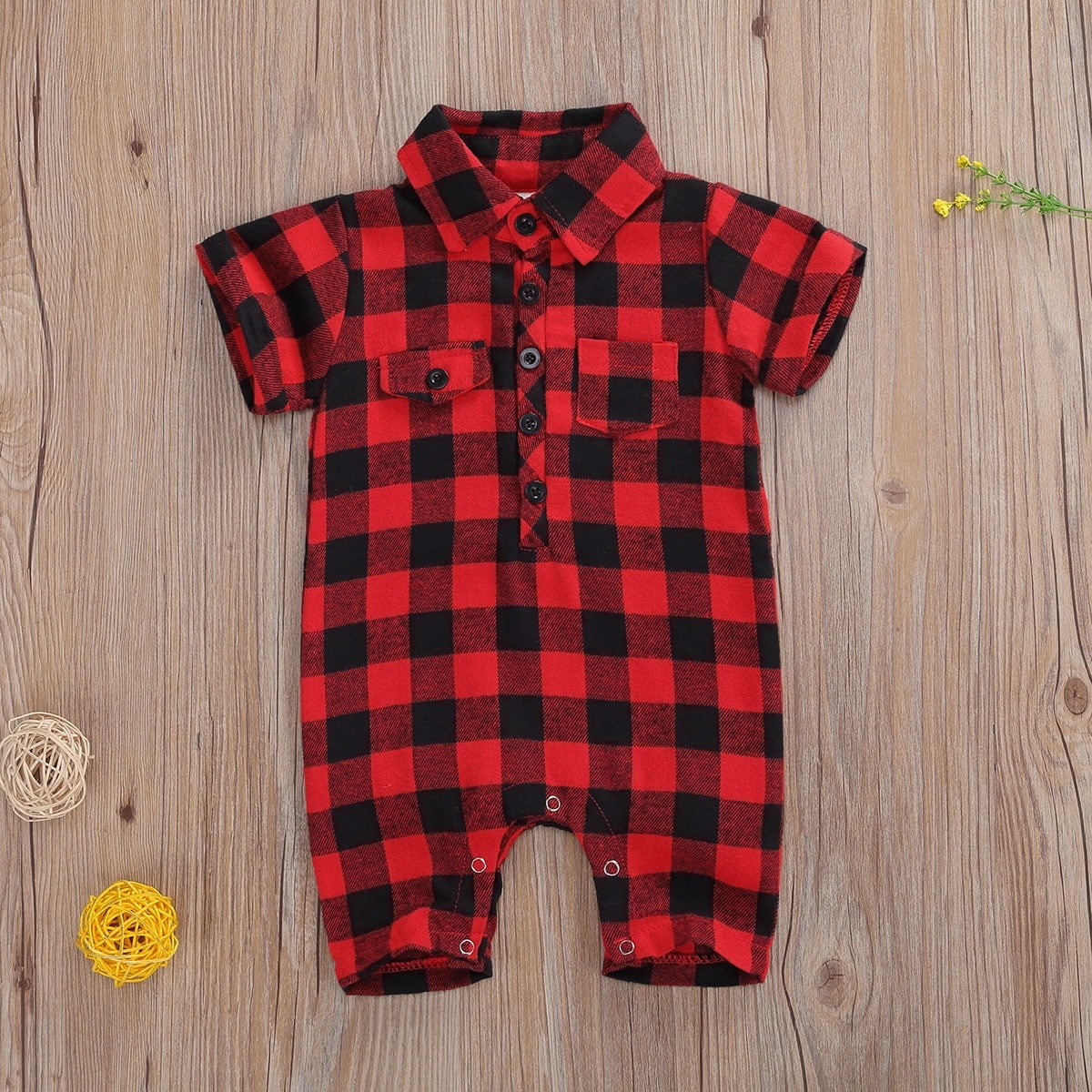 baby plaid romper