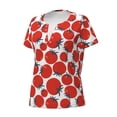 thumbnail image 2 of Goofa Hand Drawn Tomatoes Pattern Womens Deep V Neck Low Cut Tops Casual Summer Short Sleeve Ribbed Knit T-Shirts-Small, 2 of 5