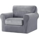 thumbnail image 2 of Subrtex Funda Sofá 2 Piezas Terciopelo Elástico con Funda de Cojín Separada (Gris claro, Sillón), 2 of 6