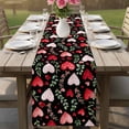 thumbnail image 4 of Valentines Table Runner 48 Inches, Pink Red Love Heart Green Botanical Black Bed Runner Dresser Scarves Tabletop for Indoor Outdoor Parties/Ceremony/Banquet, 13" x 48", 4 of 8
