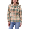 thumbnail image 1 of INSPIRAR CHIC Blusas de Trabajo para Mujeres con Cuello de Lazo de Manga Larga en Cuadros XL color caqui Marrón Verde, 1 of 6