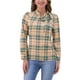thumbnail image 1 of INSPIRAR CHIC Blusas de Trabajo para Mujeres con Cuello de Lazo de Manga Larga en Cuadros XL color caqui Marrón Verde, 1 of 6