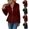 thumbnail image 2 of Women's Pearls Decor Suit Jackets Elegant Long Sleeve Blazers Peplum Slim Fitted Zip Up Outerwear, 2 of 5