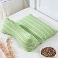 thumbnail image 1 of Multifunctional Triangular Neck and Lower Back Support Pillow, Natural Buckwheat Filling, Breathable Linen Cover, Removable Washable Case, 39x37x8 cm, Beige/Navy/Mint Green, 1 of 6