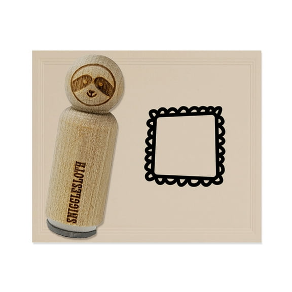 Scalloped Square Frame Doodle Rubber Stamp for Scrapbooking Crafting Stamping - Mini 1/2 Inch