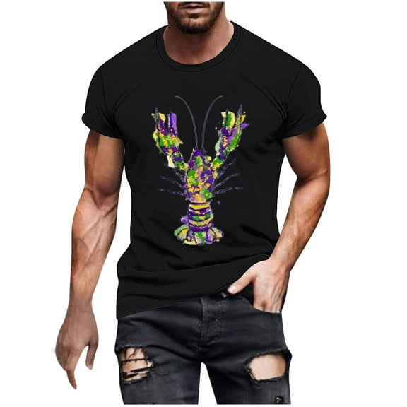 Xixinqiwan Mardi Gras Shirts for Men Plus Size,Mardi Gras Masks and Beads Adult T-Shirt for New Orleans Party Carnival