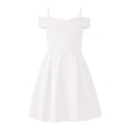thumbnail image 3 of ASEIDFNSA Girls Sleeveless Off Shoulder Dress with Ruffle Neckline and A Line Skirt (White,8-9 Years), 3 of 4