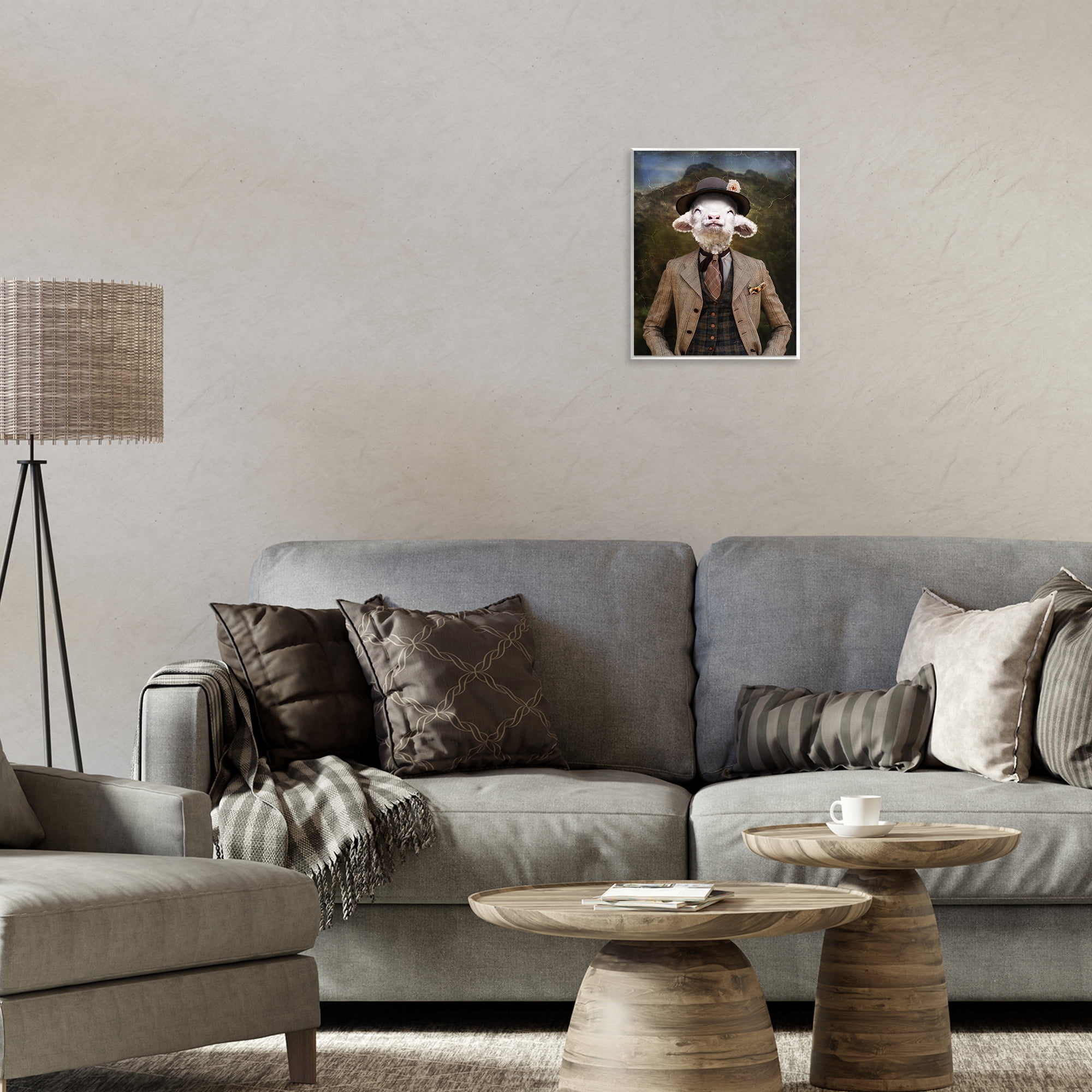 Stupell Industries Happy Classic Lamb Animals & Insects Painting Unframed Art Print Wall Art, 11 x 14