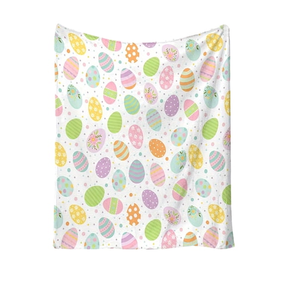 HuiXinOu Easter Blanket 51x59 Inches Bunny Easter Eggs Print Plush Sofa Bed Throw For Spring Holiday Decoration Cozy Home Decor Gift