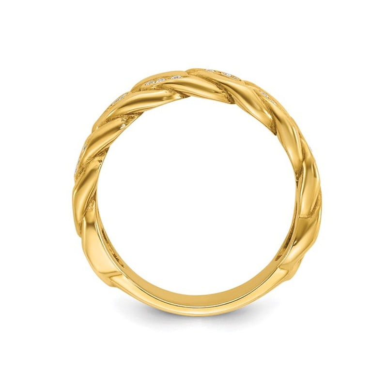 Mens 10K Yellow Gold Link Ring With Diamonds 1/8 Carat (ctw