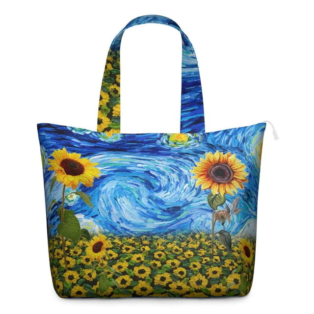 Rustic Wildflower Sunflower Bag Boho Floral Weekender Duffel, , Lightweight, Autumn-Inspired