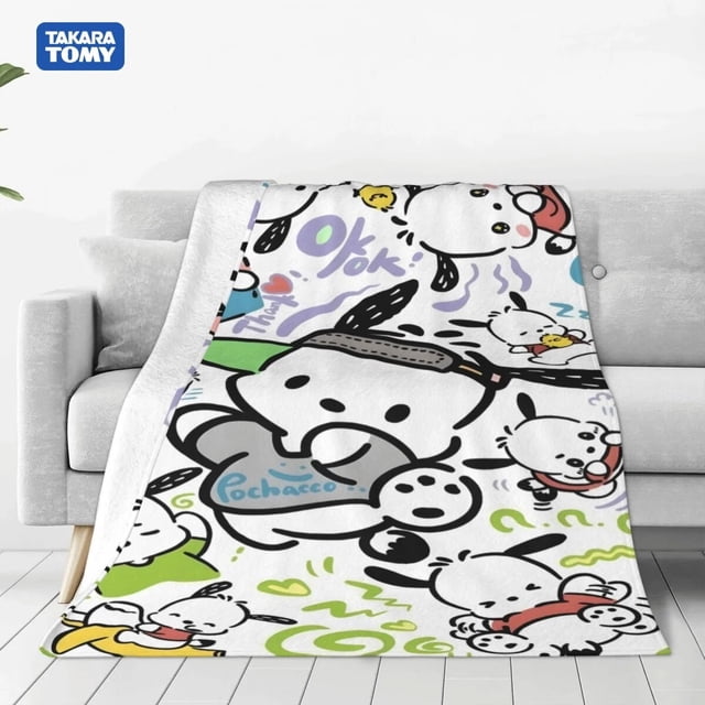 TAKARA TOMY Sanrio Pochacco Anime manta para perro en la cama, funda para dormir, aire acondicionado, sábana para niños