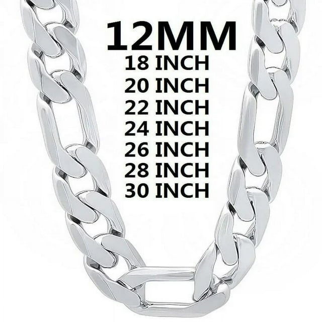 LOVEVER GQ Solid 925 Sterling Silver Necklace For Men Classic 12mm Cuban Chain 18/20/22/24/26/28/30 Inch Charm Fashion Jewelry Gift
