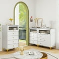 thumbnail image 4 of Gymax 37.5'' Tall Dresser Chest of Drawers w/ Flip-up Fluted Glass Door 2 Cabinets, 4 of 10