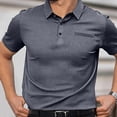thumbnail image 6 of Qwertyu Capri Polo Shirts Men Breeze Short Sleeve Casual Collared Golf Shirt Lightweight Stretch Quick Dry Textured Summer T-Shirts with Front Pocket Light Gray XL, 6 of 6
