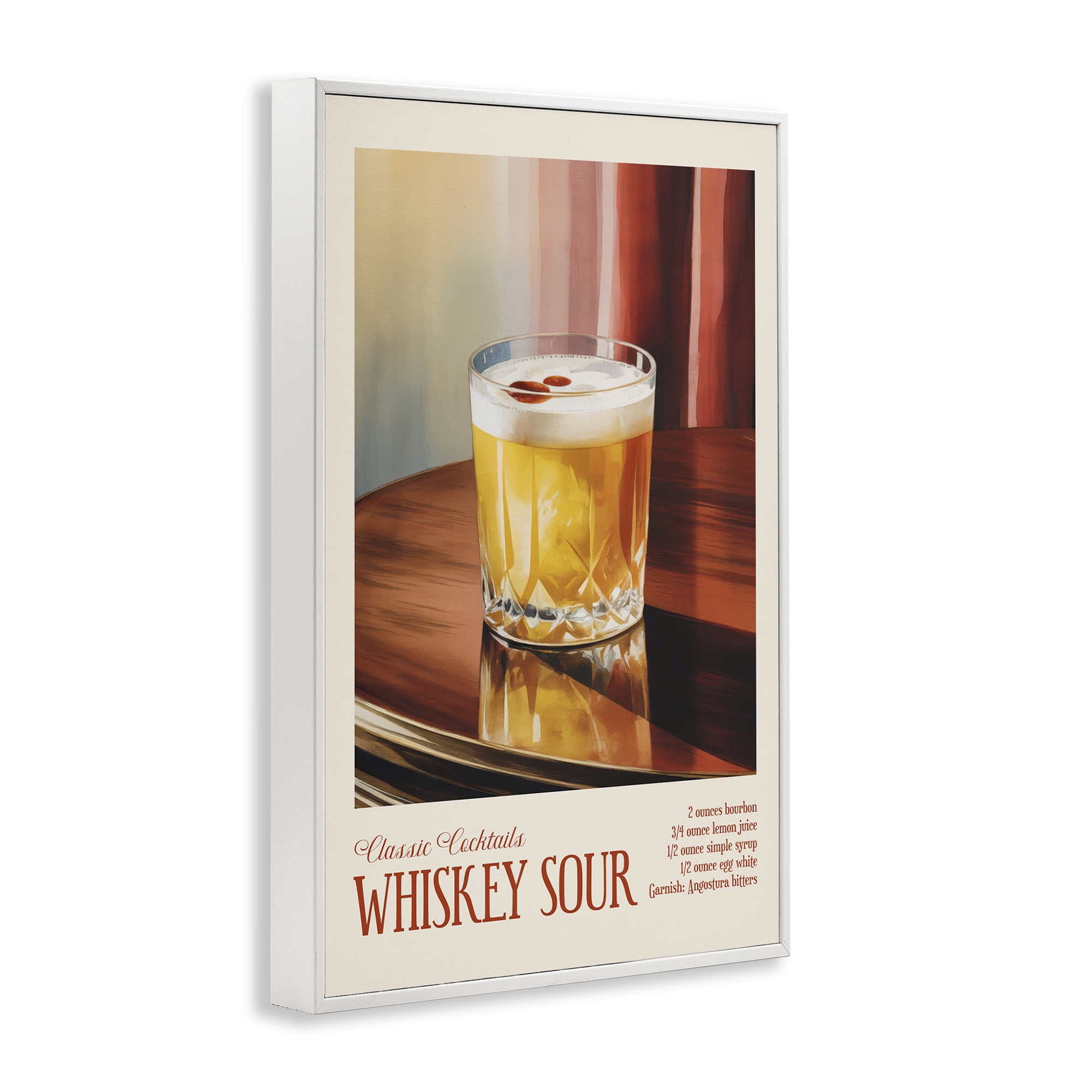 Stupell Industries Whiskey Sour on Table White Framed Giclee Art, design by Andreas Magnusson