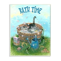 Stupell Industries Bath Time Funny Cat Cartoon Pet Design Wall Plaque by Gary Patterson