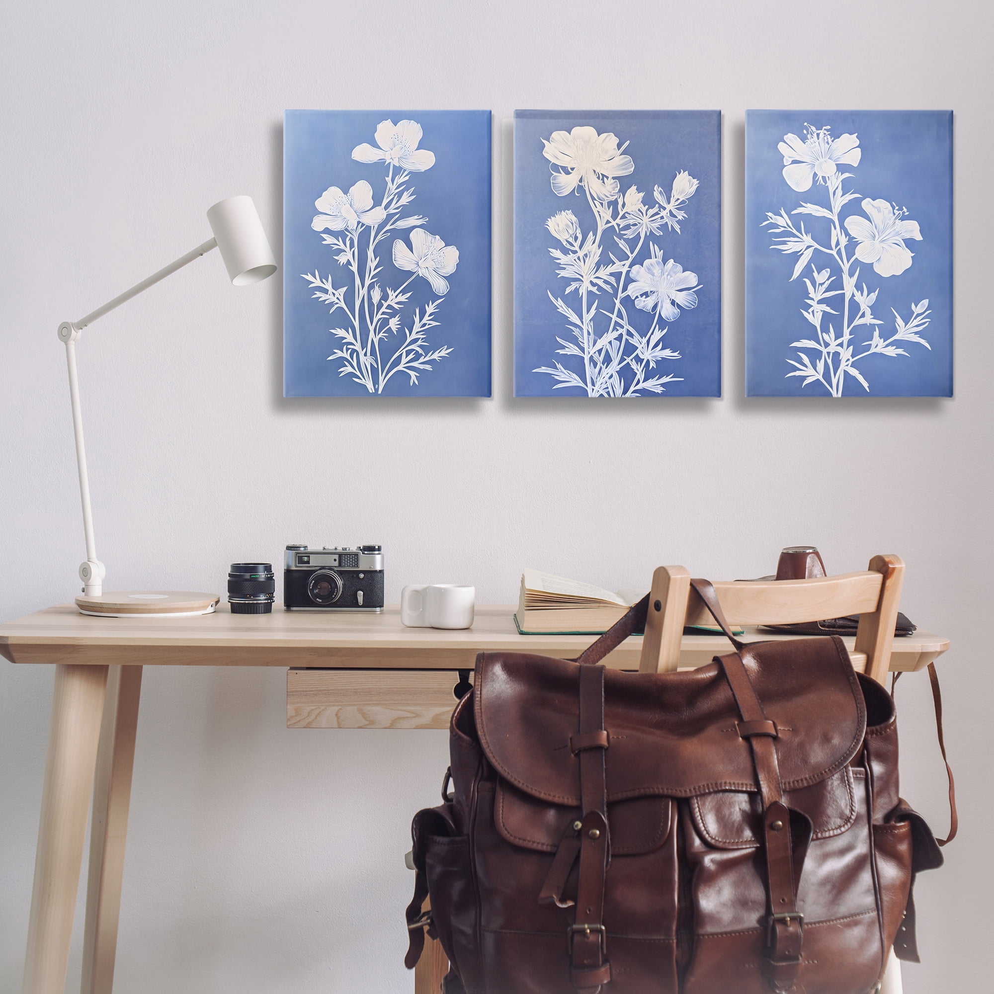 Stupell Industries Varied Cerulean Botanicals Plants & Flowers Painting Wrapped Canvas Art Print Wall Art, 20 x 30, Set of 3