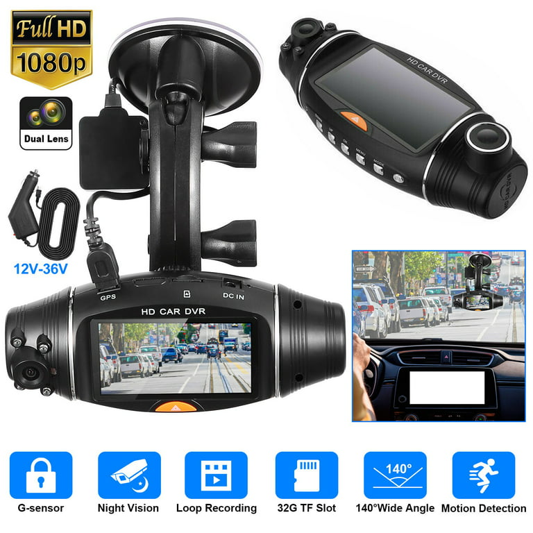 Etokfoks 3-Channel Car DVR Dash Cam Video Recorder with 1080p Front Inside Rear Camera G-Sensor Night Vision Parking Monitor