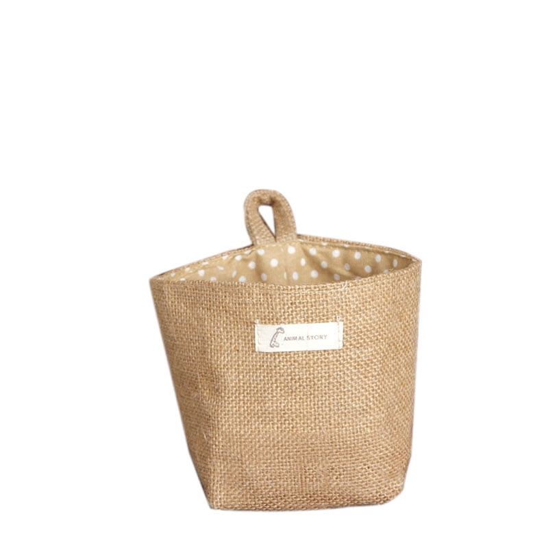 R7K9 Blue Polka Small Cloth Storage Bag Hanging Nonwoven Storage Basket