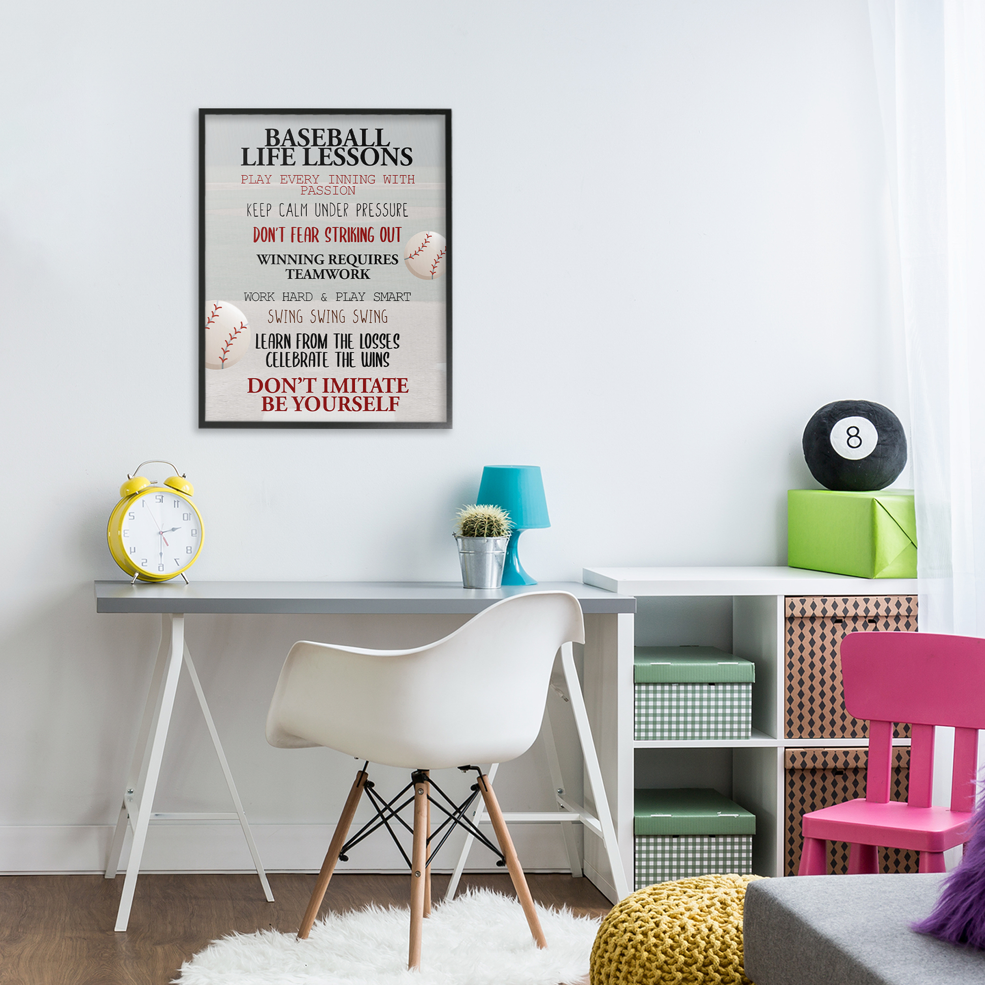 Baseball Life Lessons Black Framed Giclee Art, design by Kim Allen