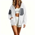 thumbnail image 6 of HomeDM Sweatshirt for Women Long Sleeve Full-Zip Hooded with Pocket Color Block Casual Outerwear, 6 of 8