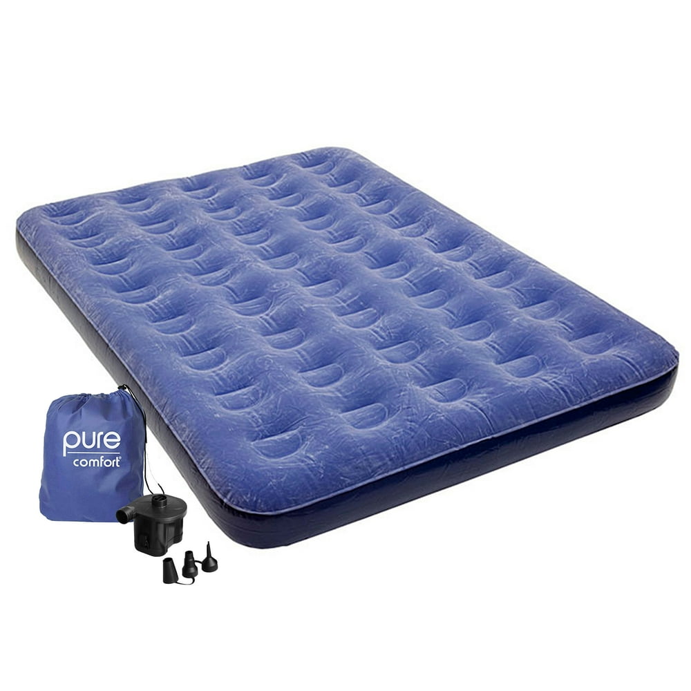 Pure Comfort Low Profile Full Size Flock Top Air Mattress with Battery