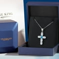 thumbnail image 5 of Gem Stone King 3.55 Cttw White Topaz and Swiss Blue Topaz Cross Pendant Necklace for Women | 925 Sterling Silver | Gemstone November Birthstone | Oval 6X4MM | With 18 inch Chain, 5 of 6