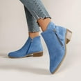 thumbnail image 7 of VKEKIEO Tall Cowgirl Boots Round Toe Low Heel Booties Slip-On Blue, 7 of 7