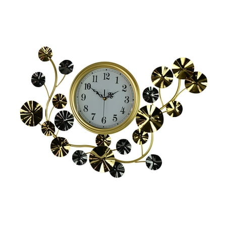 27 Gold and Silver Round Floral Wall Clock