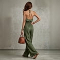 thumbnail image 4 of Stralyhd Wide Leg Jumpsuits for Women Linen Sleeveless Jumpsuit Casual Dressy Button Down Jumpsuits 2026 Summer V Neck Romper Overall with Pockets Army Green 2XL, 4 of 4