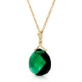 thumbnail image 2 of Galaxy Gold 14K Solid Yellow Gold 16" Necklace with Lab-Grown Briolette Shape Checkerboard Cut Emerald, 14"-24" Sizes, May Birthstone, Symbol of Renewal, 2 of 6