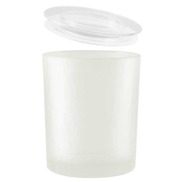 CandMak - Tarros para velas, 15 unidades, 9 onzas, recipientes vacíos de vidrio para velas, tarros a granel con tapas transparentes para hacer velas (esmerilado)