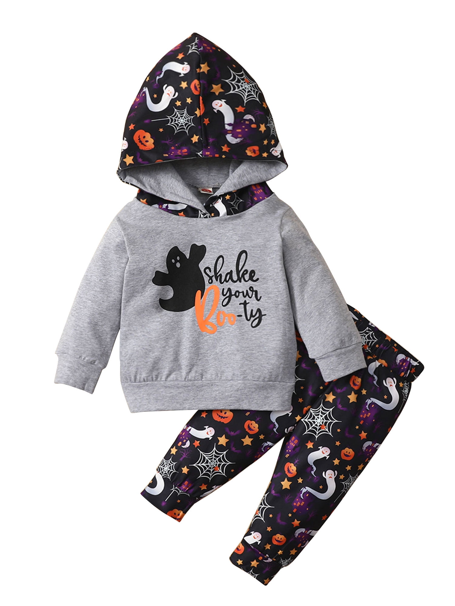 Infants Toddlers Kids Sweatsuit Boys Printed Polyester SweatPant Hoodie Top Set