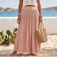 thumbnail image 5 of Zynoxe Womens Maxi Skirts Trendy Lightweight Double Layer Woven High Waist Flowy Skirts Casual Soft Full Matching Solid Lining Vacation Linen Skirts Pink S, 5 of 6