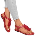 thumbnail image 5 of YOUYEDIAN Sandals for Women Summer Flat Sandals Fashion Comfortable Slippers Beach Open Toe Shoes(Red), 5 of 5