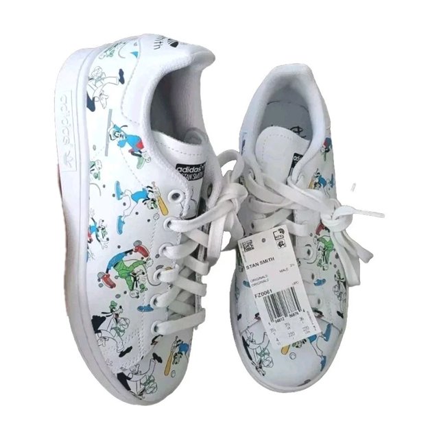 Ad-id-as Originals Stan Smith Disney Goofy Shoes Youth Size 4 Wmns Sz 5 NWT FZ0061