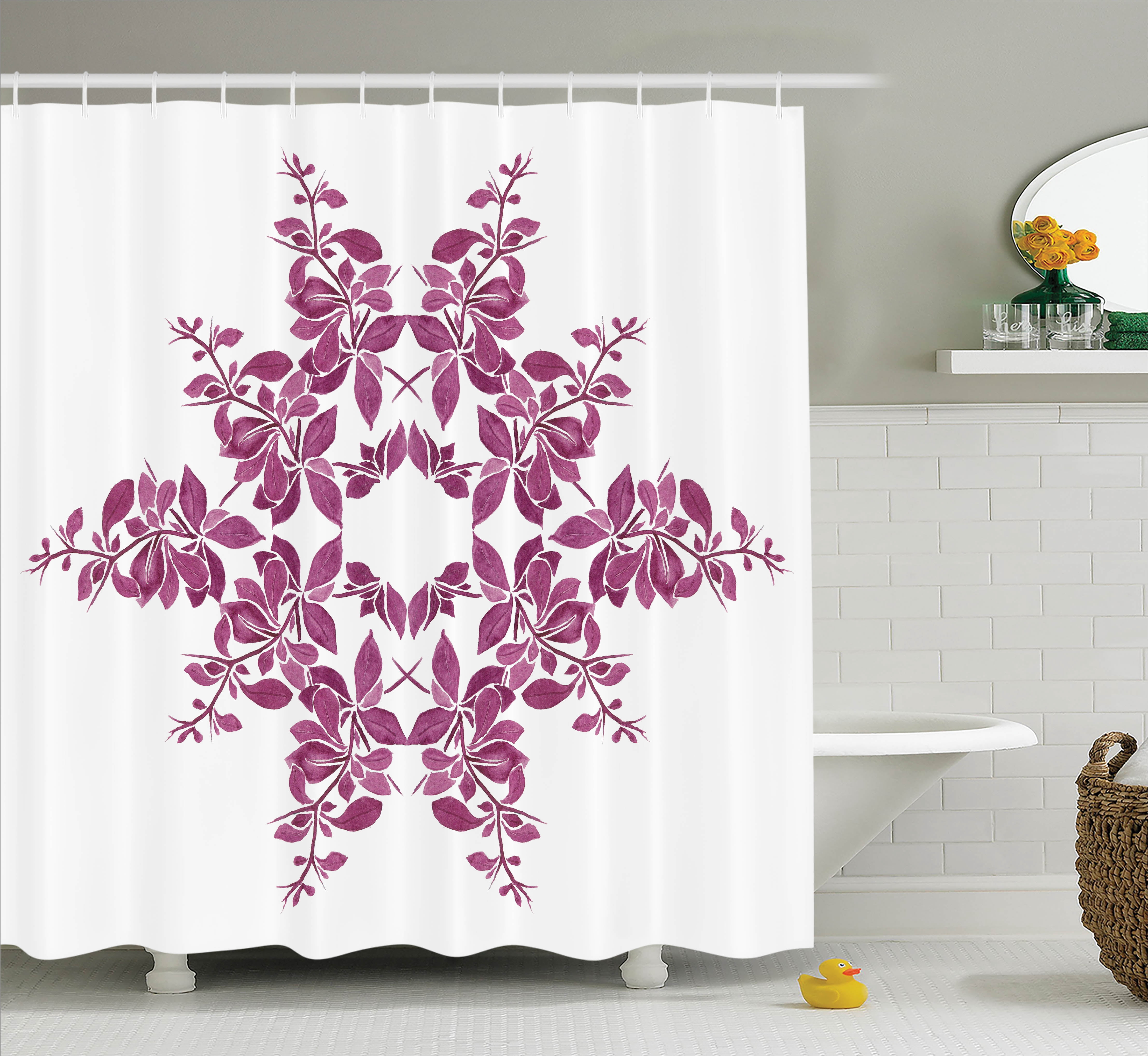 Purple Decor Shower Curtain, Autumn Vine Bridal Flower Bouquet Vintage