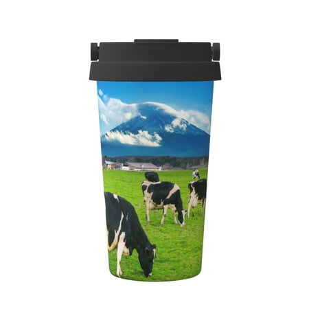 

Salouo Grazing Cows Mountain View Print Coffee Travel Mug Spill Proof with Lid-Stainless Steel Vacuum Insulated Tumbler - Thermos Cup for Keep Hot/Ice Coffee Tea and Beer