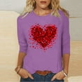 thumbnail image 5 of YUNAFFT Valentine's Day Print 3/4 Sleeve T-Shirt for Women Loose Fit Casual Round Neck Top, 5 of 5