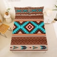 thumbnail image 5 of jejeloiu Earthy Aztec Bed Sheets,Southwestern Print Full Size Sheets For Boys,Brown Turquoise,4 Pieces,1 Flat Sheet, 1 Fitted Sheet and 2 Pillowcases, 5 of 6