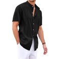 thumbnail image 2 of Solid Color Men Short Sleeved Stand Collar Button Blouse With Pocket, 2 of 5