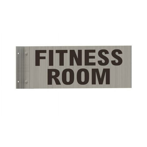 Fitness Room Sign -Two-Sided/Double Sided Projecting, Corridor and Hallway Sign (Aluminum, Silver, 4x12 Inch)-The Hallway Line(ref062022)