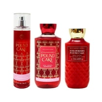 Bath and Body Works Strawberry Pound Cake 3 Piece Gift Set - Fragrance Mist - Shower Gel - Body Lotion - Full Size