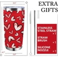 thumbnail image 3 of Red Love Hearts Tumbler with Lid and Straw, Valentine''s Day Gifts for Women, Anniversary Wedding Holiday Stainless Steel Travel Coffee Cup, 20oz Double Wall Vacuum Insulated Mug, 3 of 6
