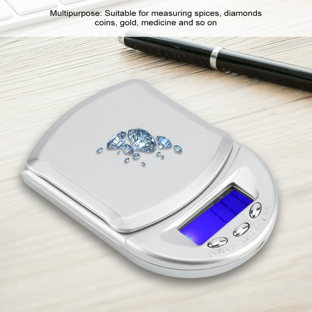 Mini báscula de cocina, 500/0,1 g, portátil, de alta precisión, novedosa báscula portátil, báscula de cocina, diseño elevado