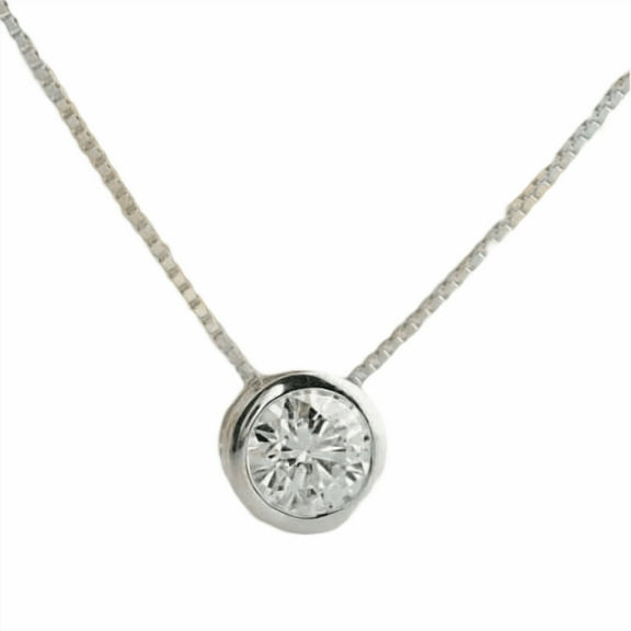 2Ct Round Cut Simulated Diamond Solitaire Pendant 14K White Gold Plated 925 Silver