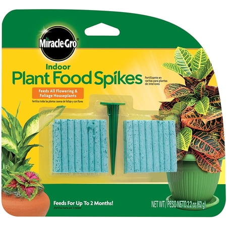 Miracle-Gro Indoor Plant Food Spikes  Includes 48 Spikes - Continuous Feeding for all Flowering and Foliage Houseplants - NPK 6-12-6  Pack of 1