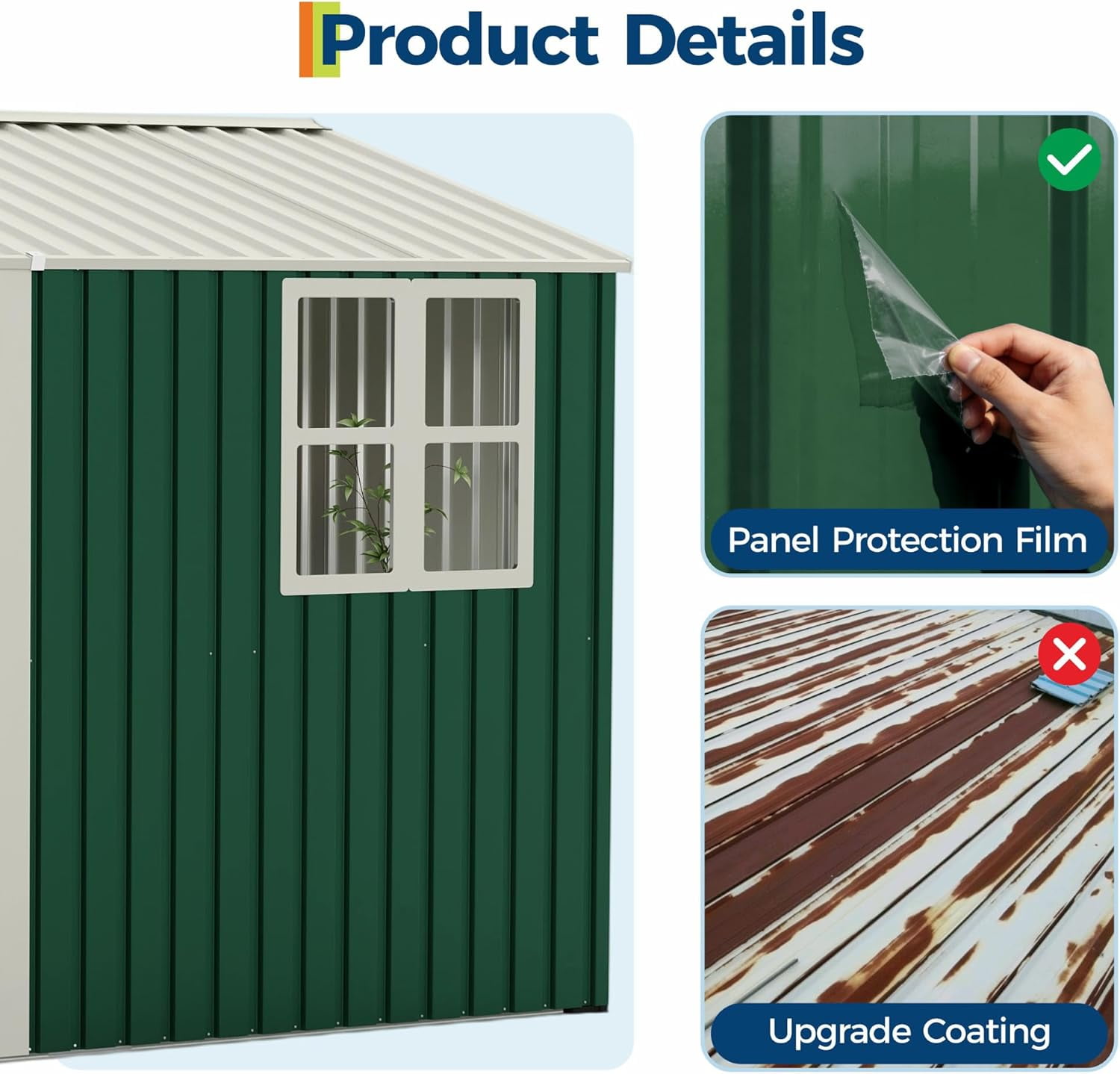 10X8 FT Storage Shed,Outdoor Storage Shed with Windows & Double Doors,Outdoor Tool Shed with 450 Cu Ft Space,Metal Sheds Outdoor Storage for Garden, Backyard, Patio and Backyard