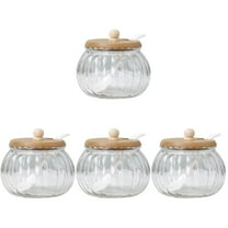4 Sets Sugar Container Sugar Dispenser Glass Sugar Jar Glass Seasoning Jar Sugar Jar with Spoon